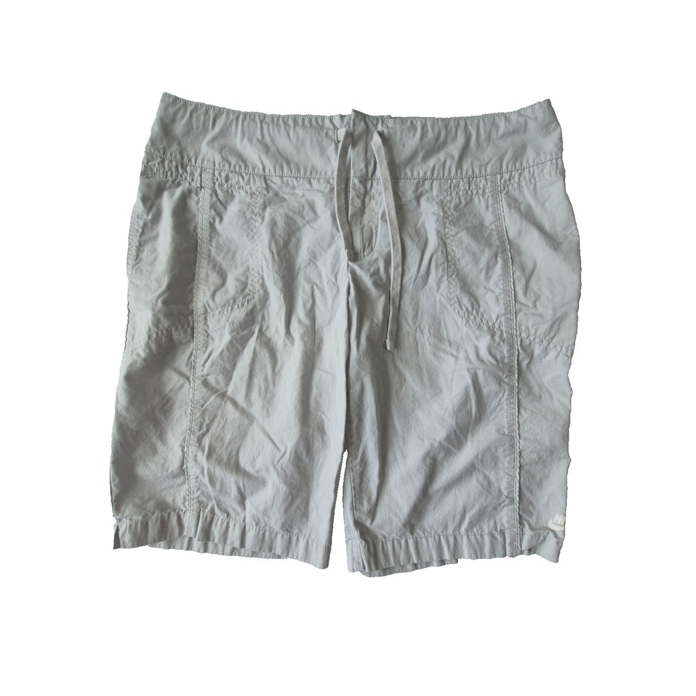 Nike Sportswear Womens Large Drawstring Shorts Light Gray Casual Cotton Beach